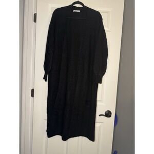 Double Zero Chunky Knit Duster Cardigan Sweater Spicy Small Black